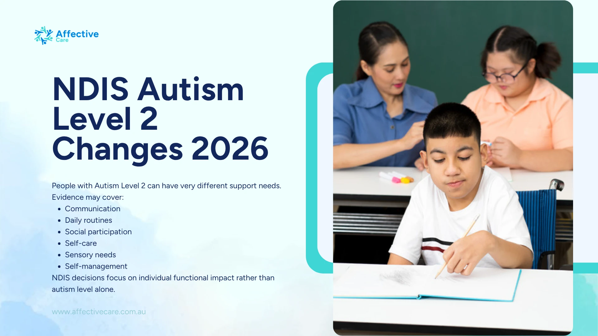 NDIS autism Level 2 changes 2026: evidence may cover communication, daily routines, social participation, self-care, sensory needs and self-management