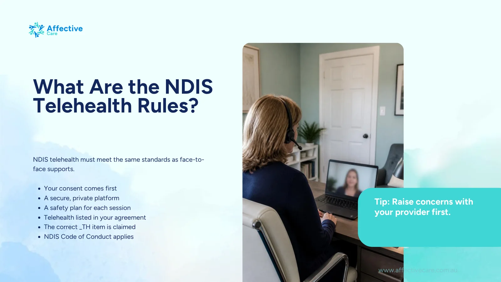 NDIS telehealth rules: consent, privacy, safety plans and correct _TH claiming