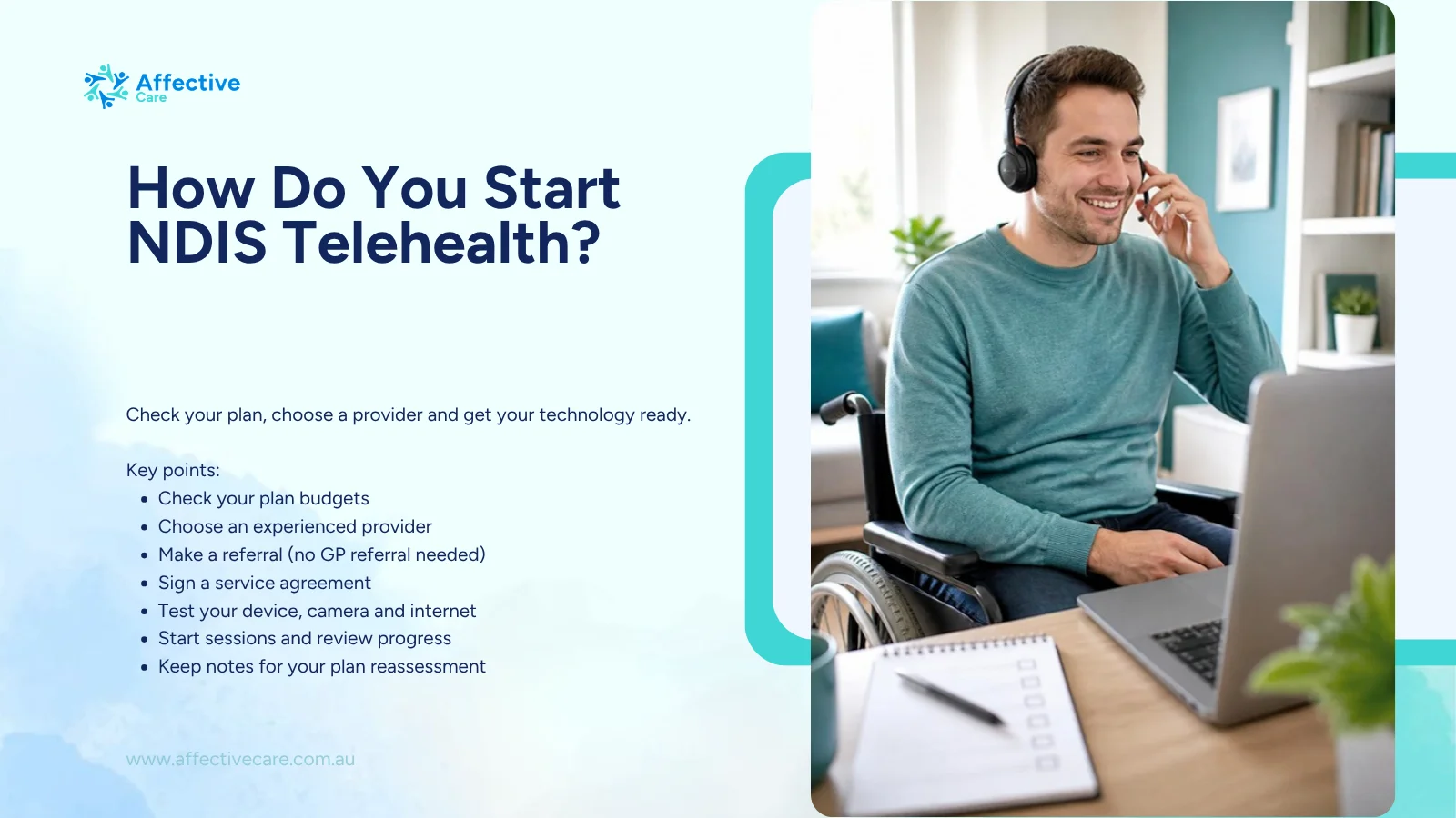 How to get started with NDIS telehealth: young man testing his headset before his first session